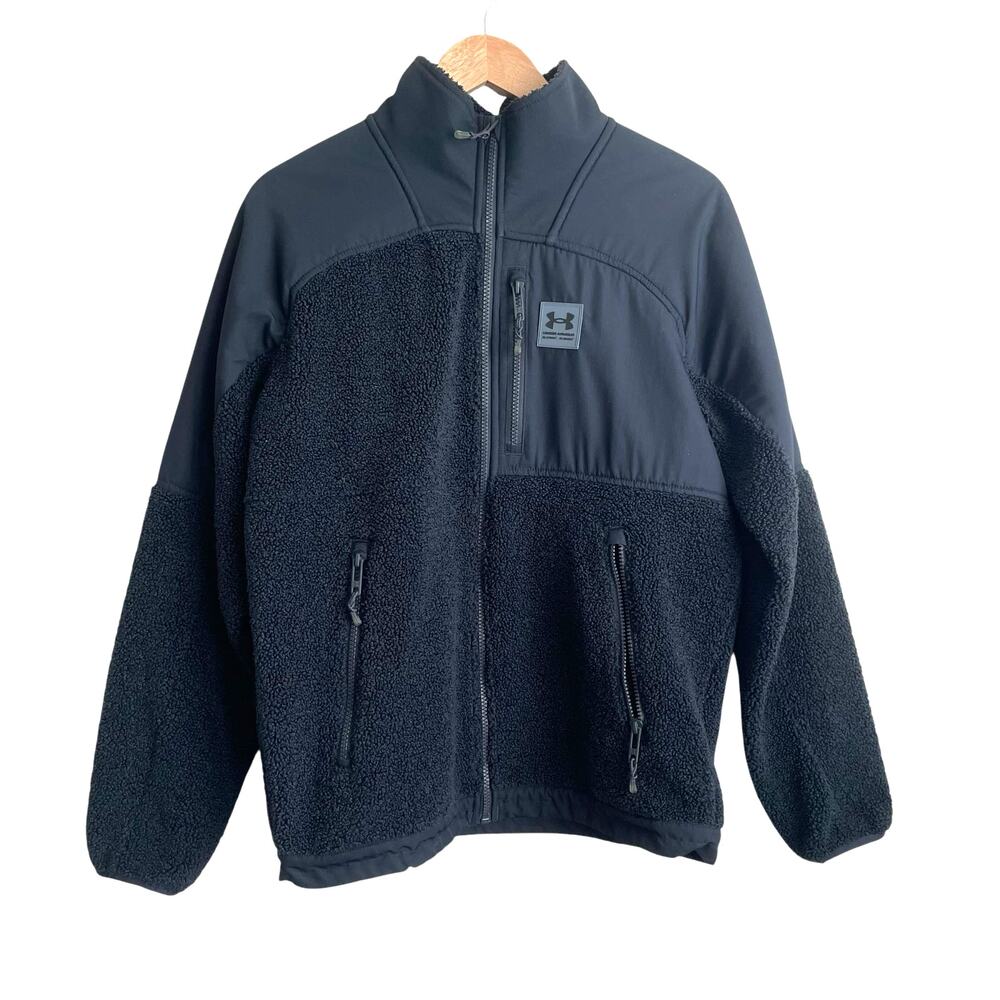 Under Armour Mens Mission Fleece Jacket S Black Multi Media Gorpcore Sherpa Coat